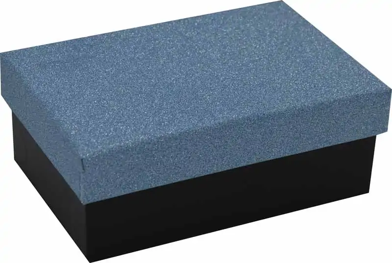 Darilna škatla kartonska črna, pokrov modre bleščice 10x6x4cm