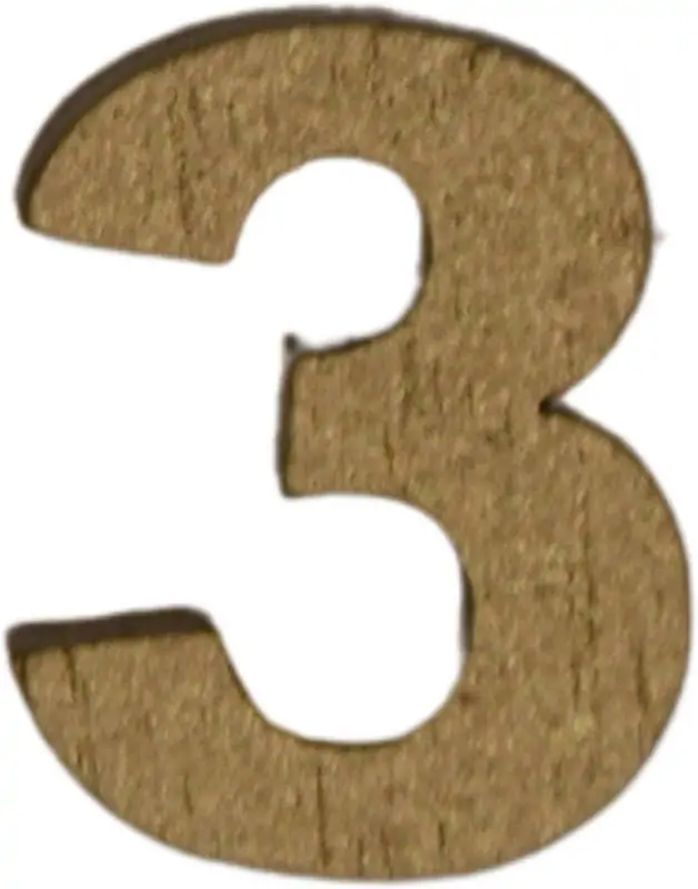 Številka 3, lesena, zlata, 1.5cm