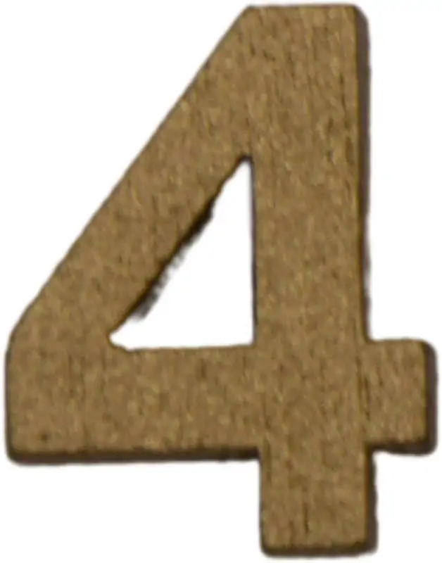 Številka 4, lesena, zlata, 1.5cm