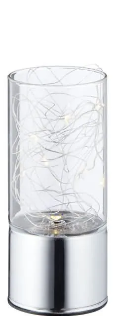 Dekoracija steklena z LED lučkami, "Silverwire", 8 LEd, 7x15cm