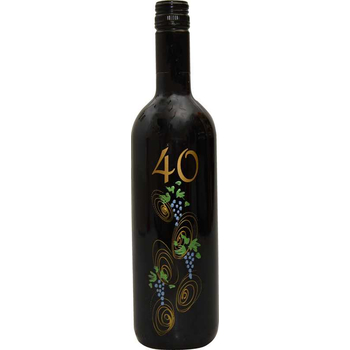 Vino Merlot, 0.75L, poslikana steklenica - grozd, 40 let