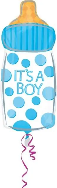 Balon napihljiv, za helij, otroška steklenička, modra, "Its a Boy", 58x25cm
