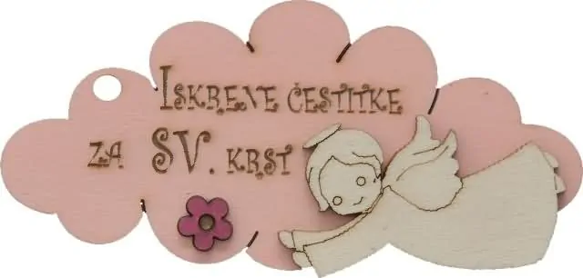 Oblaček lesen, "Iskrene čestitke za Sv. krst", roza, 10x4.5cm