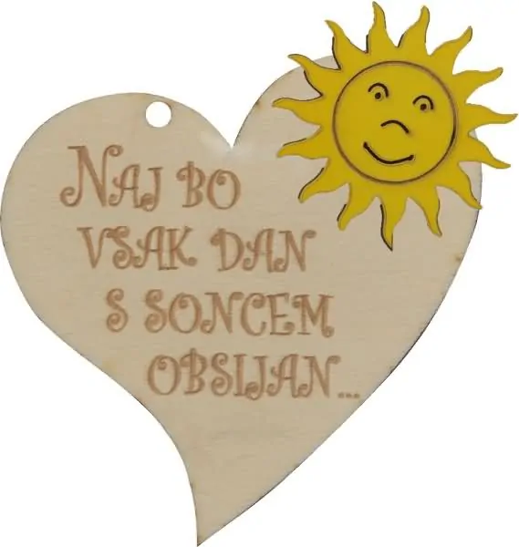 Srček lesen, "Naj bo vsak dan s soncem obsijan", 8x8cm