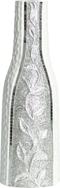 Vaza dekorativna okrogla, belo/srebrna, 30cm