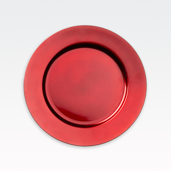 Krožnik dekorativen, rdeči, PVC, 33cm