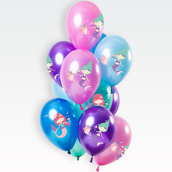 Baloni barvni iz lateksa, morske deklice, 12kom, 33cm