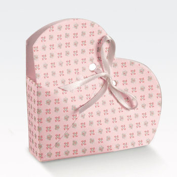 Darilna škatla kartonska, "CUORE", srček roza, 50x25mm