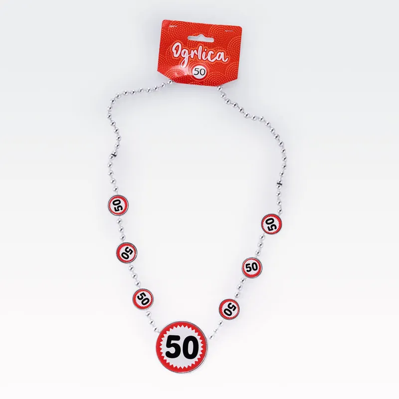 Ogrlica iz umetne mase, prometni znak 50, 80cm