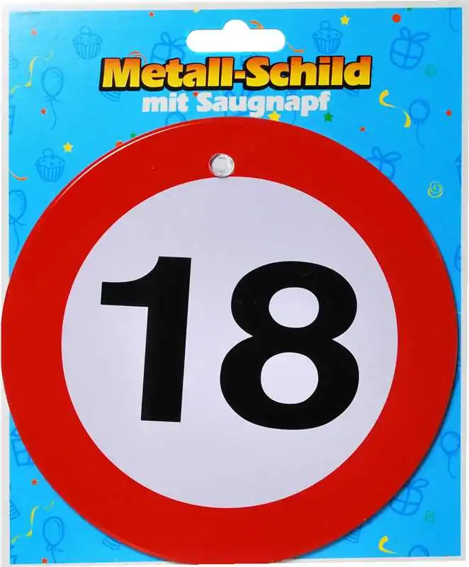 Prometni znak, kovinski,  s priseskom, 18, 15cm