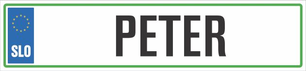 Registrska tablica - PETER, 47x11cm
