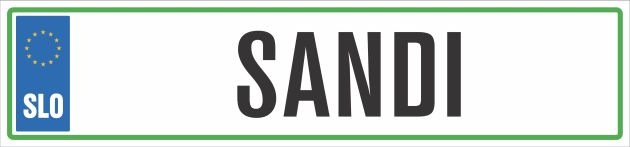 Registrska tablica - SANDI, 47x11cm