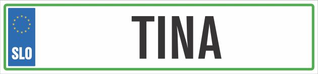 Registrska tablica - TINA, 47x11cm