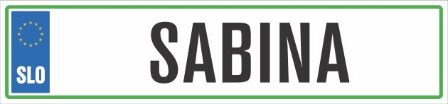 Registrska tablica - SABINA, 47x11cm