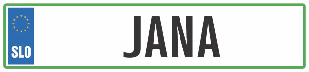 Registrska tablica - JANA, 47x11cm