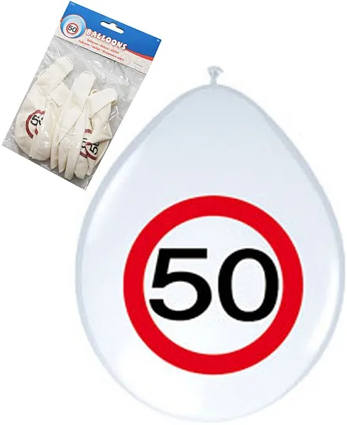 Baloni iz lateksa 12",prometni znak 50, 8 kom.