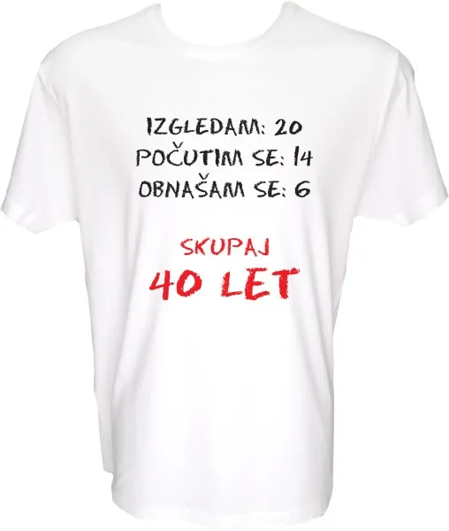 Majica-Izračun 40 Let XL-bela