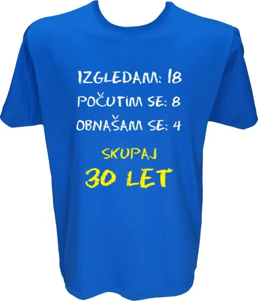 Majica-Izračun 30 let XL-modra