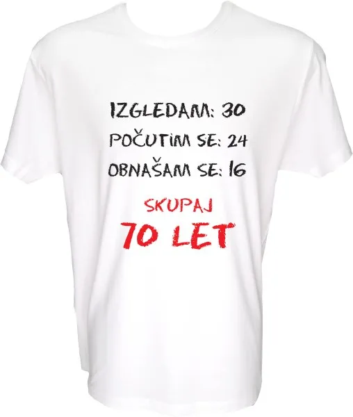 Majica-Izračun 70 let XXL-bela