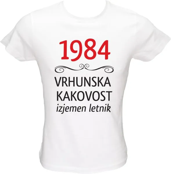Majica ženska (telirana)-1984, vrhunska kakovost, izjemen letnik S-bela