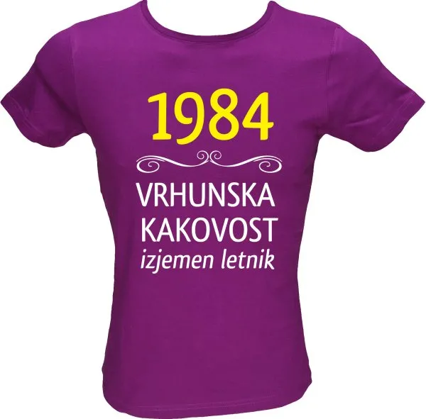 Majica ženska (telirana)-1984, vrhunska kakovost, izjemen letnik S-vijolična