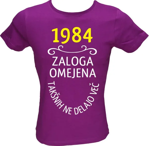 Majica ženska (telirana)-1984, zaloga omejena, takšnih ne delajo več S-vijolična