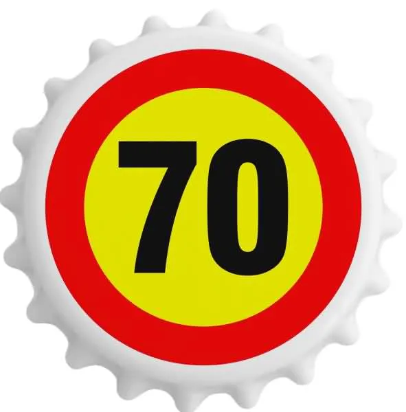 Odpirač magnet: Prometni znak 70, okrogel 6 cm