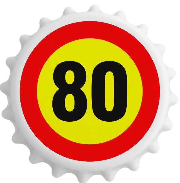 Odpirač magnet: Prometni znak 80, okrogel 6 cm
