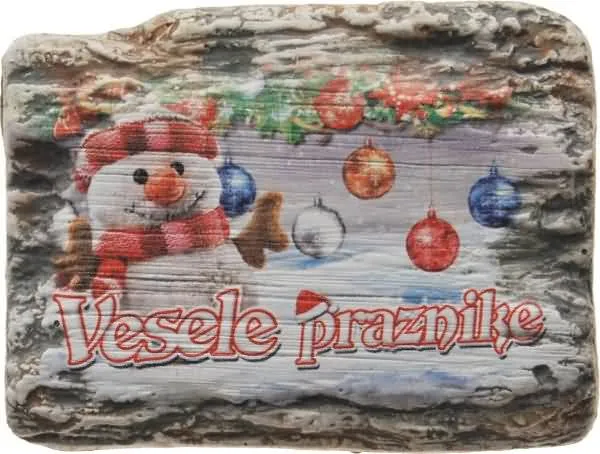 Magnet iz keramike, vesele praznike, 7x5.5 cm