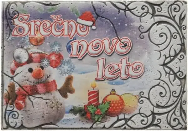 Magnet iz keramike, srečno novo leto, 8x5.5 cm