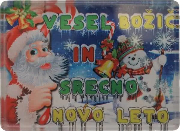 Magnet iz umetne mase, vesel božič in srečno novo leto-1, 7.5x5.5 cm