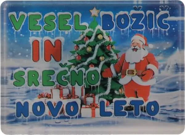 Magnet iz umetne mase, vesel božič in srečno novo leto-2, 7.5x5.5 cm