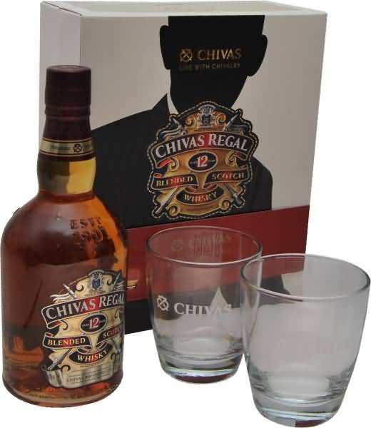 Whisky Chivas Regal 12, 0.7l v embalaži + 2 kozarca