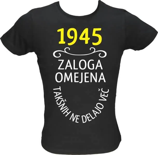 Majica ženska (telirana)-1945, zaloga omejena, takšnih ne delajo več XL-črna