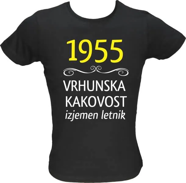 Majica ženska (telirana)-1955, vrhunska kakovost, izjemen letnik M-črna