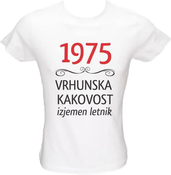 Majica ženska (telirana)-1975, vrhunska kakovost, izjemen letnik L-bela