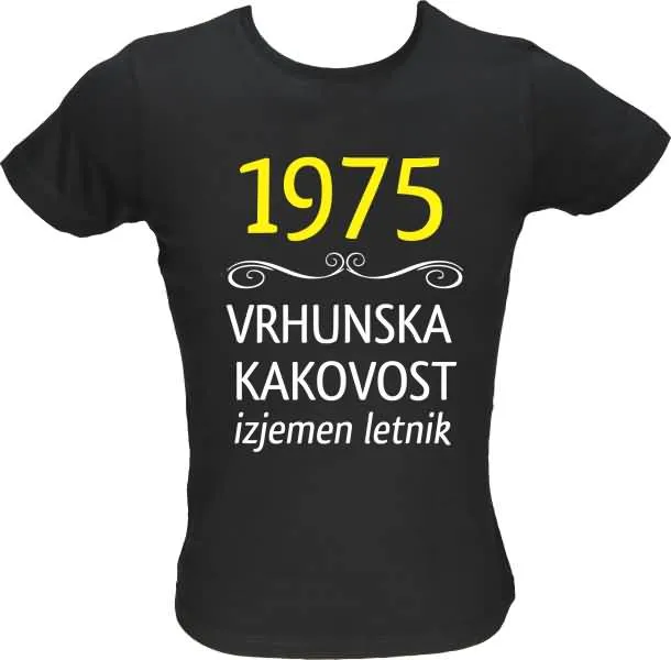 Majica ženska (telirana)-1975, vrhunska kakovost, izjemen letnik L-črna
