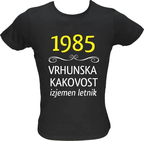 Majica ženska (telirana)-1985, vrhunska kakovost, izjemen letnik L-črna