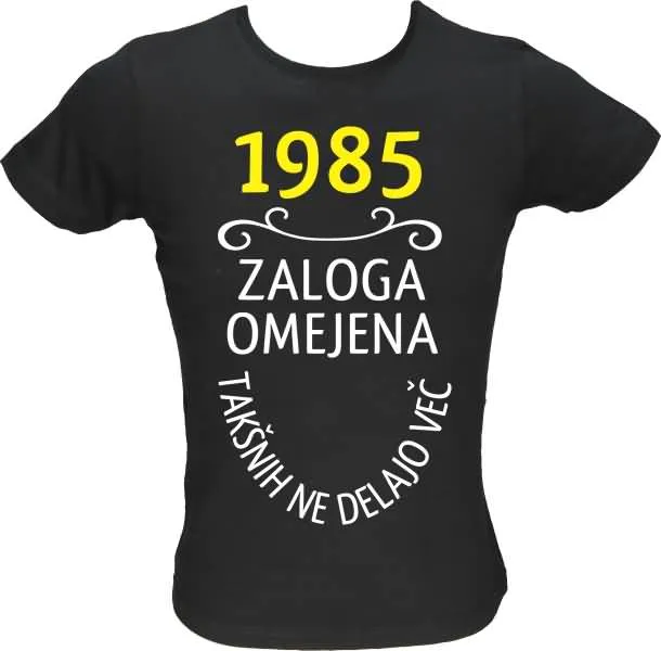 Majica ženska (telirana)-1985, zaloga omejena, takšnih ne delajo več S-črna