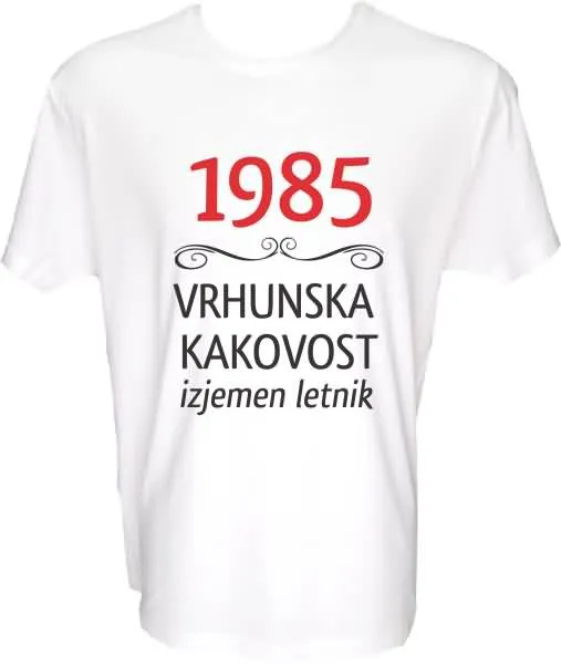 Majica-1985, vrhunska kakovost, izjemen letnik XXL-bela