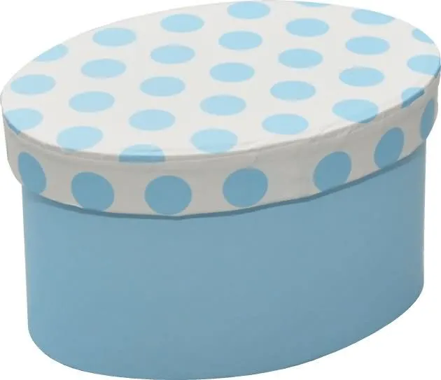 Darilna škatla Blue polka - ovalna, 10x7x6cm