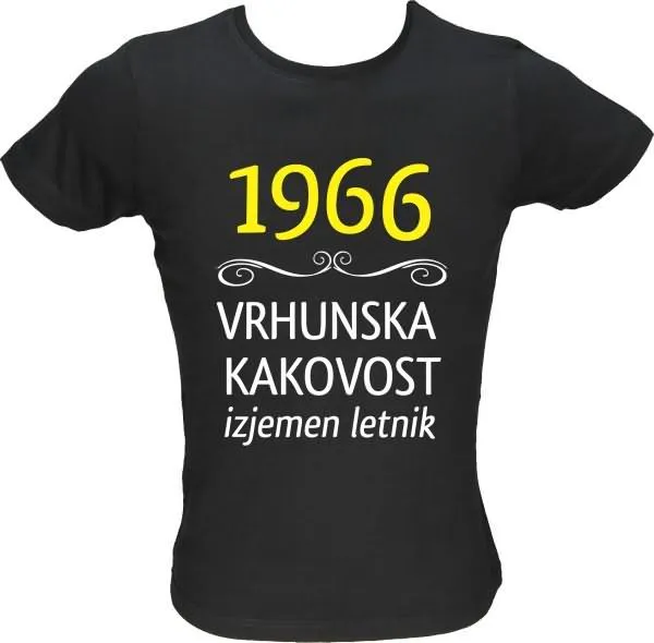 Majica ženska (telirana)-1966, vrhunska kakovost, izjemen letnik L-črna