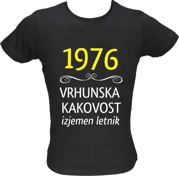 Majica ženska (telirana)-1976, vrhunska kakovost, izjemen letnik L-črna