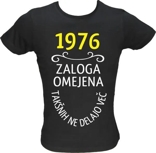 Majica ženska (telirana)-1976, zaloga omejena, takšnih ne delajo več L-črna