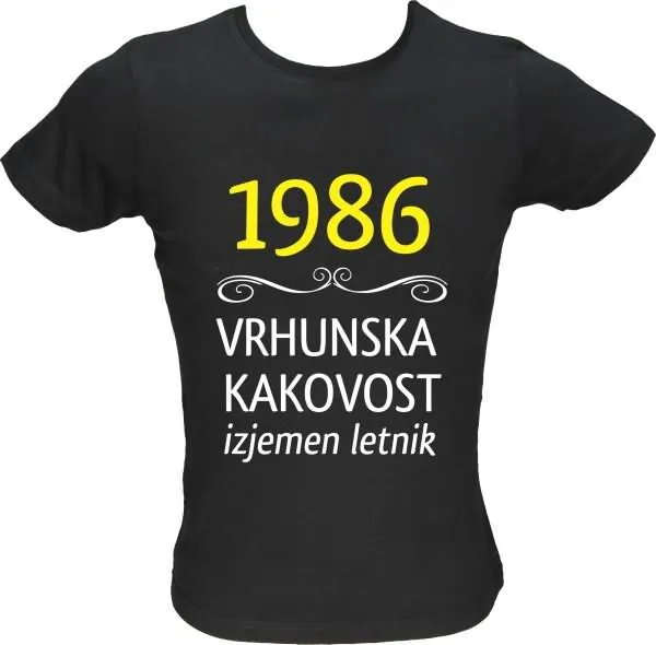 Majica ženska (telirana)-1986, vrhunska kakovost, izjemen letnik XL-črna