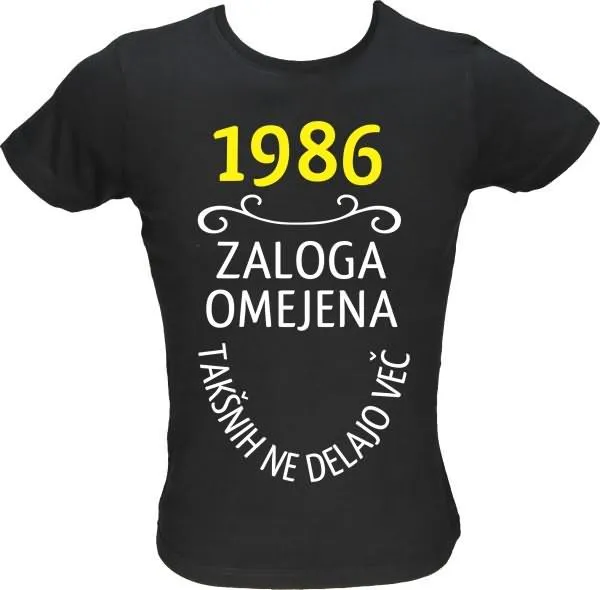 Majica ženska (telirana)-1986, zaloga omejena, takšnih ne delajo več S-črna