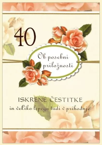 Voščilo, čestitka - ob posebni priložnosti, 40, oranžne vrtnice, Iskrene čestitke in veliko lepega ...