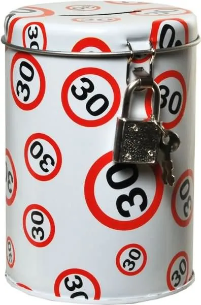 Hranilnik - kovinska pločevinka, prometni znak 30, 10,5x8cm