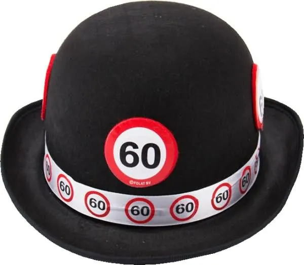 Party klobuk, črn, prometni znak 60