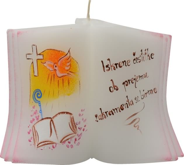 Sveča dišeča knjiga, birma - roza, v darilni embalaži, 10.5x17cm